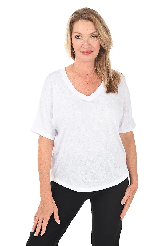 Cozy Fashion  Lace trim sweater Lightweight V-Neck Short Sleeve Sweater