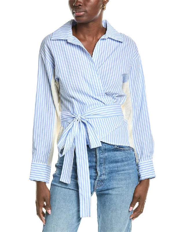 Cozy Vibes Relaxed NAADAM Hybrid Collared Wrap Wool & Cashmere-Blend Top