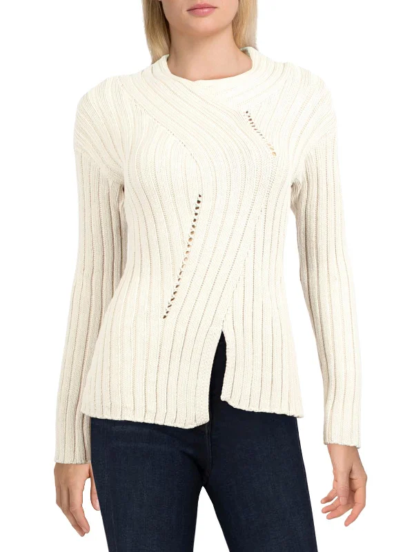 Cozy Lounge Wear Cotton Knit Pullover Noa Womens Crewneck Drop Shoulder Pullover Sweater