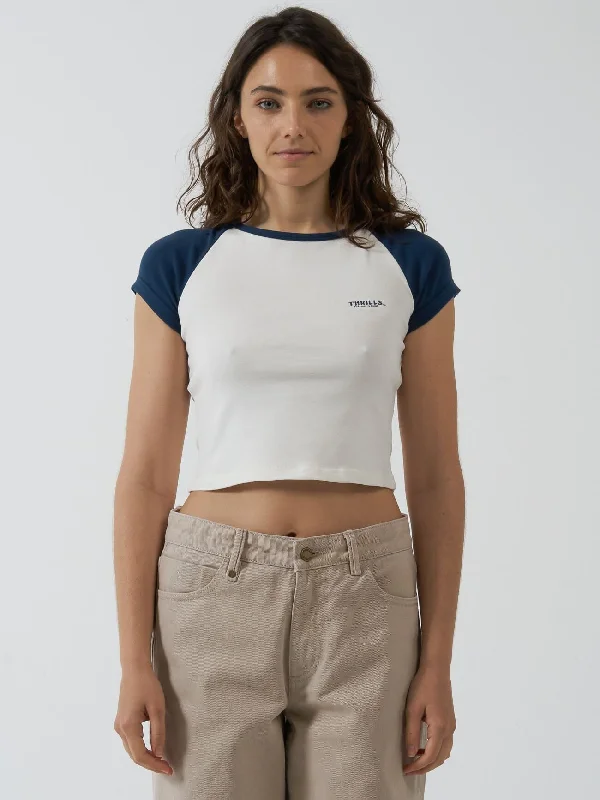 Lounge Wear Oversized women’s t-shirt Oblique Raglan Tee - Sea Blue