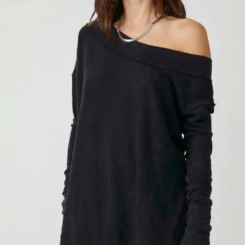 Weekend Wear  Merino wool sweater Off Shoulder Top In Grey