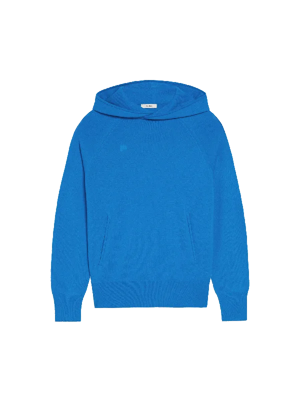 Easy Style Fuzzy Hoodie Womens Recycled Cashmere Hoodie—cerulean blue