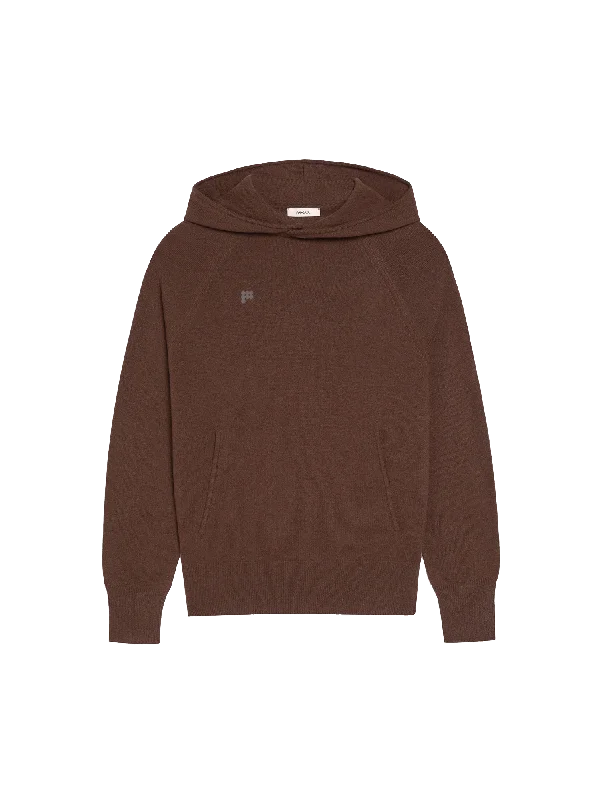 Cozy Footwear Commuter Hoodie Womens Recycled Cashmere Hoodie—chestnut brown