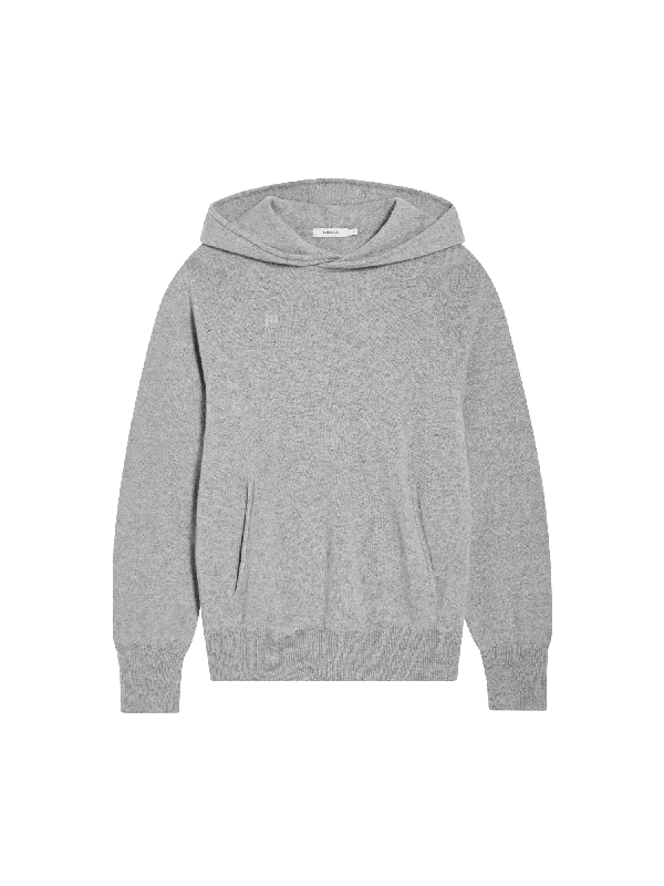 Timeless Style Chic Hoodie Womens Recycled Cashmere Hoodie—pale grey melange