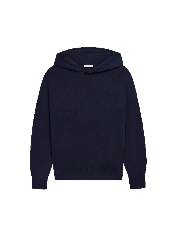 Comfy Chic Wear Crop Hoodie Womens Regenerative Merino Wool Hoodie—navy