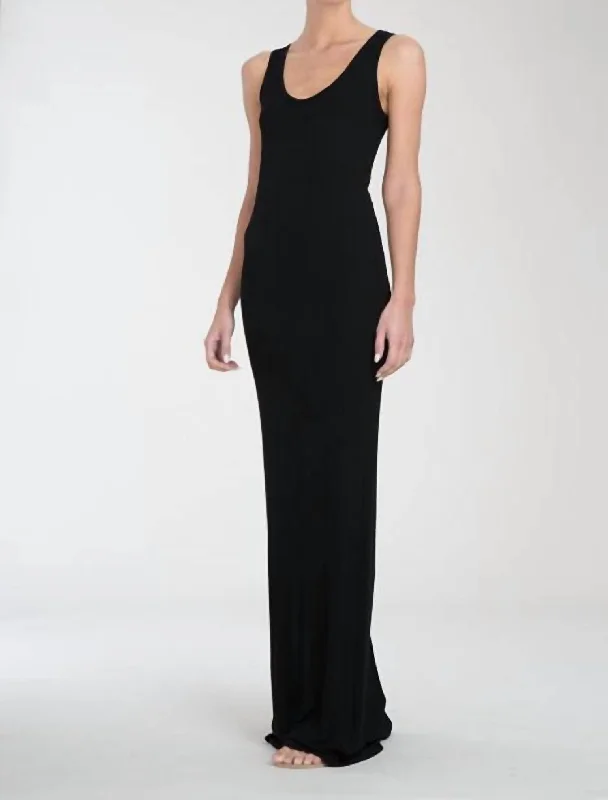 Comfortable Jackets Knit fit dress Rib Tank Maxi Dress In Black