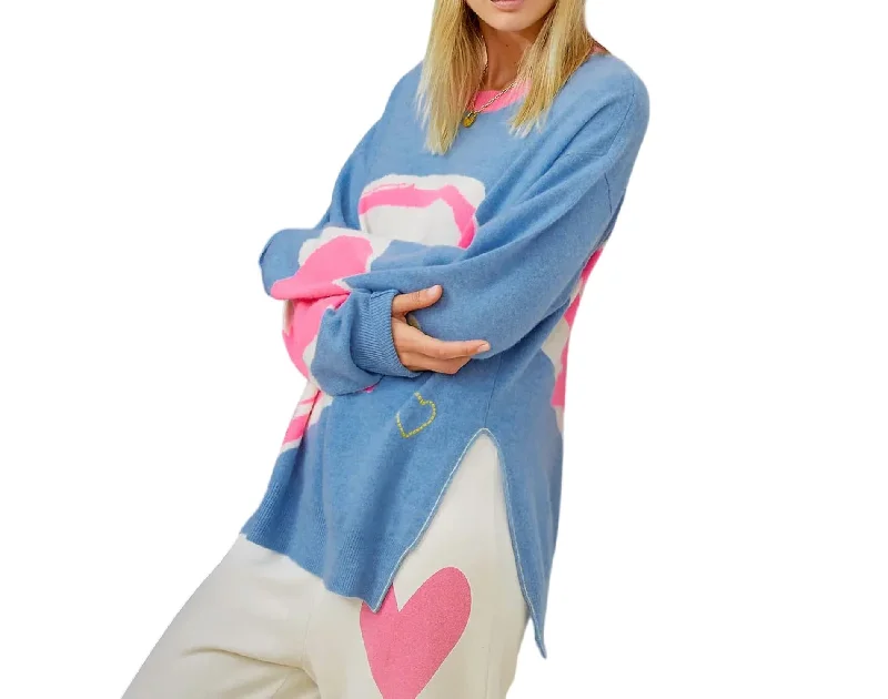 Soft Fabrics Ribbed knit sweater Robbie Pullover Crazy Love Sweater In Lightning Blue Soft Fabrics Ribbed knit sweater Robbie Pullover Crazy Love Sweater In Lightning Blue
