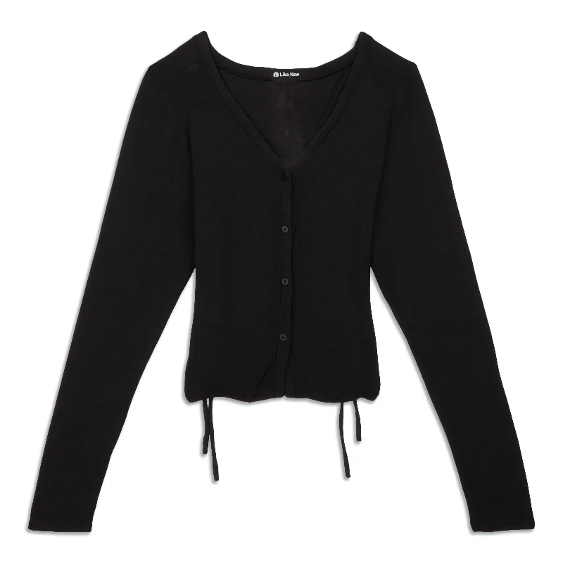 Comfy Pants Side-Cinch Ribbed Cardigan - Resale