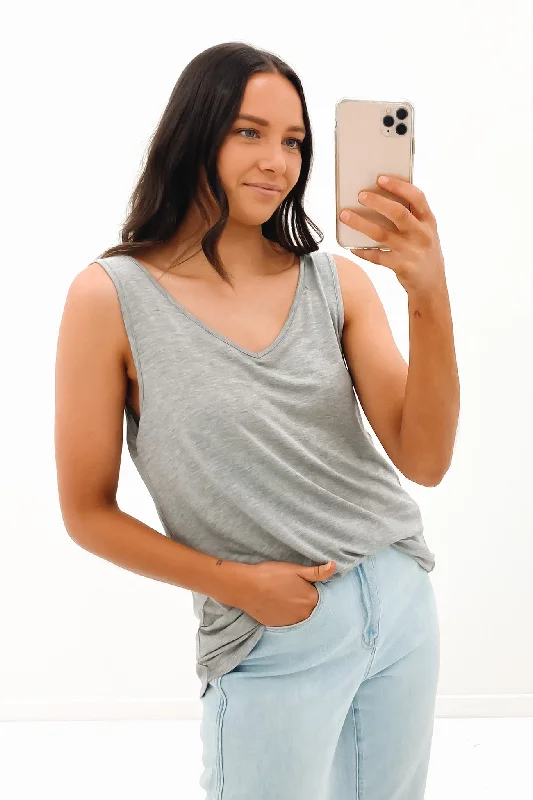 Comfy Dress Women’s oversized tank top Sirena Reversible Tank Grey Marle