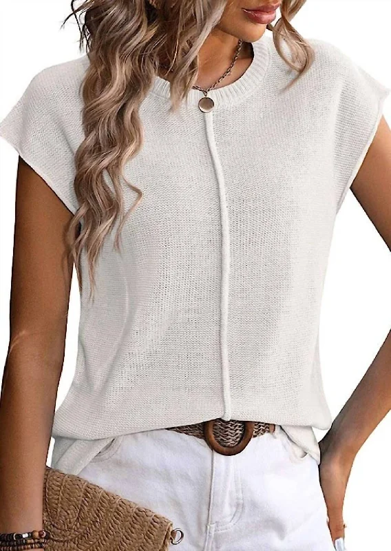 Timeless Style  Heavy knit sweater Sleeveless Knit Sweater In White