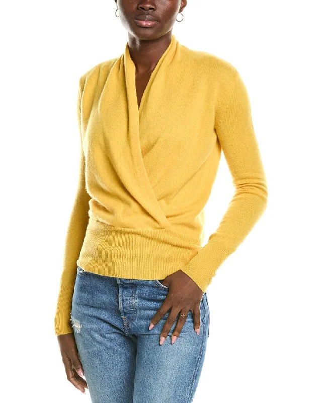 Warm Layers Sleeveless sofiacashmere Modern Faux Wrap Cashmere Sweater
