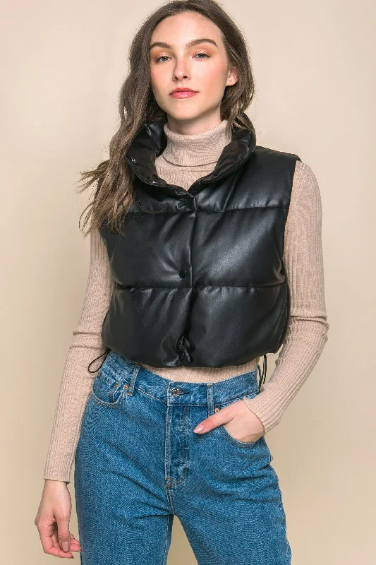 Cozy Outfit Cool summer Susie Faux Leather Puffy Vest