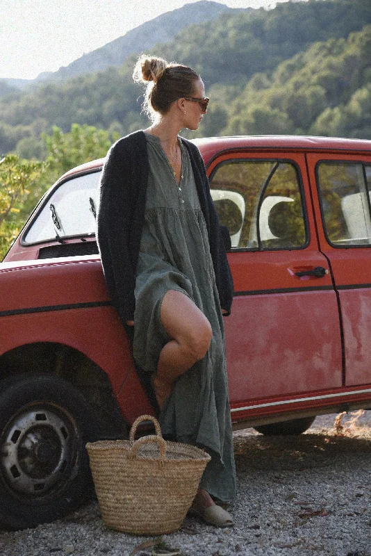 Soft Style Noble temperament The Cashmere Marlow Long Cardigan // Ash