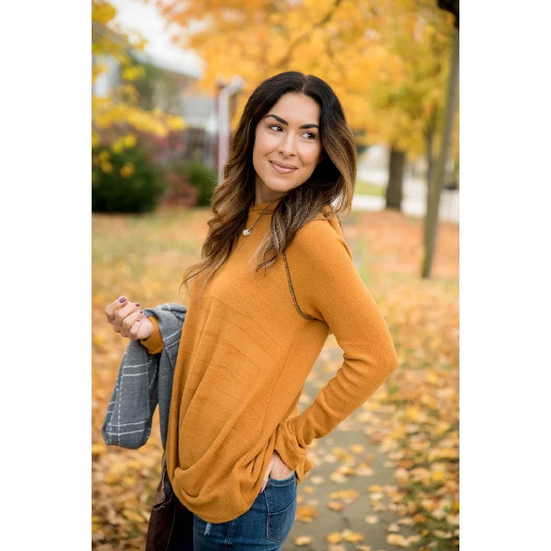 Fashion Comfort Zippered Hoodie Two-Toned Knotted Front Hoodie