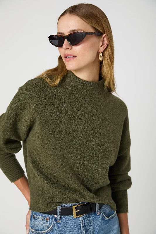 Smart Comfort Wear Blended-fabric Vhari Mock Neck Sweater