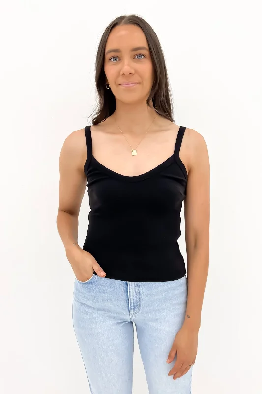 Smart Comfort Soft women’s camisole Winnie Ribbed Singlet Black