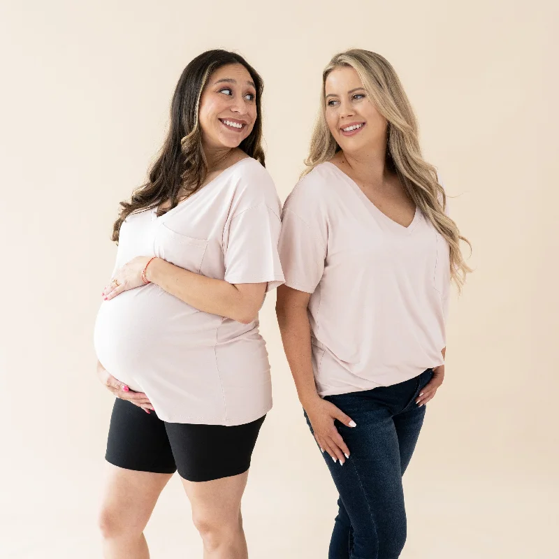 Simple Chic Sports vitality style Women’s Relaxed Fit V-Neck in Blush