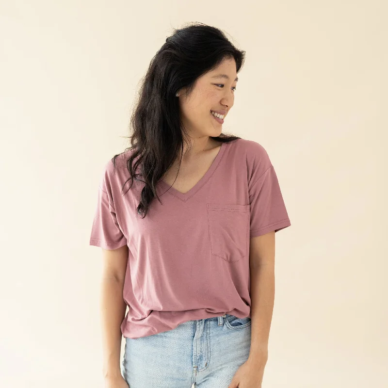Effortless Comfort Single item design Women’s Relaxed Fit V-Neck in Dusty Rose
