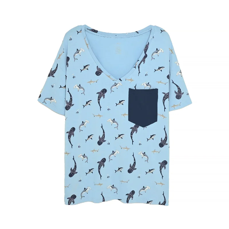 Warm Comfort High-end atmosphere Women’s Relaxed Fit V-Neck in Stream Shark
