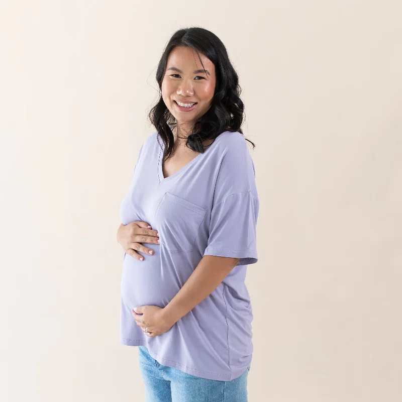Soft Clothing Bottom and versatile Women’s Relaxed Fit V-Neck in Taro