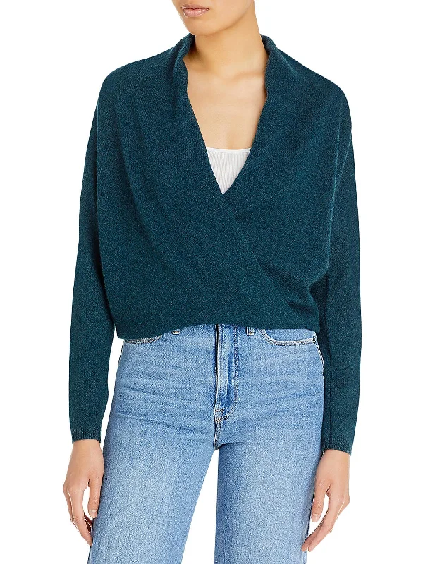 Relaxed Tops Viscose Womens Marled Cashmere Wrap Sweater