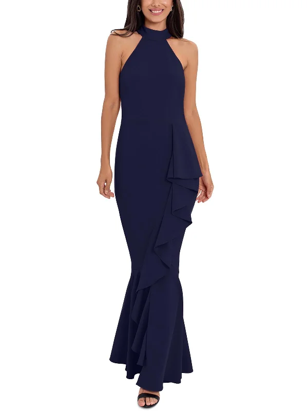 Soft Layers Fitted bodycon dress Womens Mock-Neck Maxi Evening Dress
