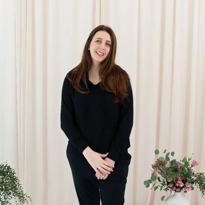 Weekend Wear British casual Women's Ribbed Hoodie in Midnight
