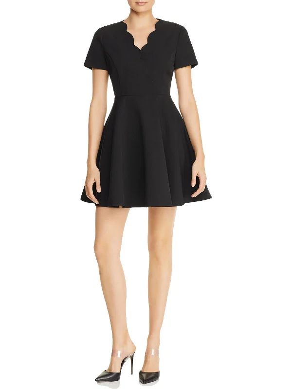 Relaxed Tops Summer dress Womens Scalloped Surplice Scuba Dress
