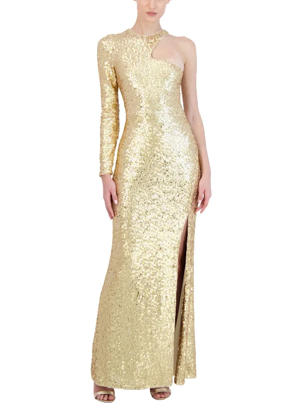 Light Fit Leather dress Womens Sequined Long Evening Dress