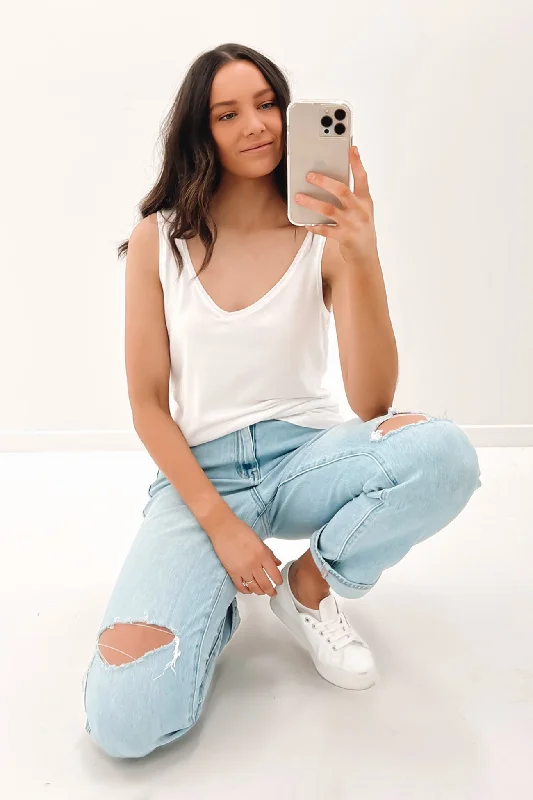 Versatile Outfits Silk satin tank top for women Zuri Tank White