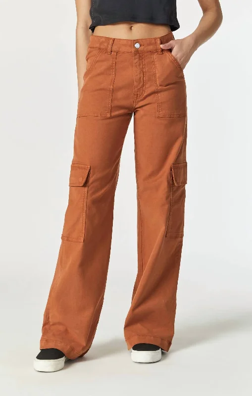 Casual Chic Wear Alva Luxe Twill Cargo Pant In Cinnamon