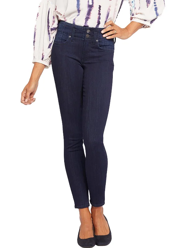 Easy Style Wide-leg casual pants Ami Womens Mid-Rise Dark Wash Skinny Jeans