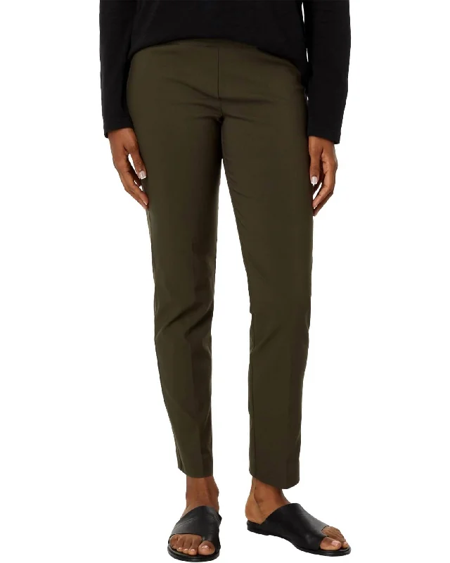 Chic Lounge Ankle Slit Pull On Pant In Olive