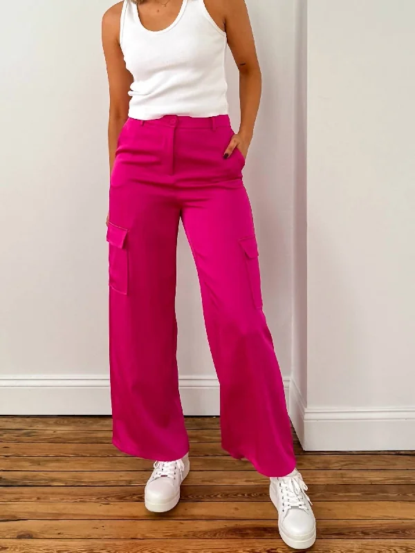 Soft Looks Atsuko Cargo Pant In Fuchsia