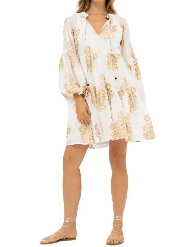 Urban Chic Balloon Sleeve Dress In Jakarta Gold