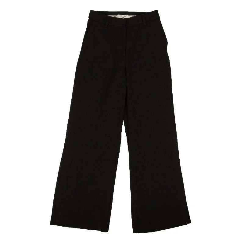 Modern Comfort Black Polyester Side Slit Straight Pants