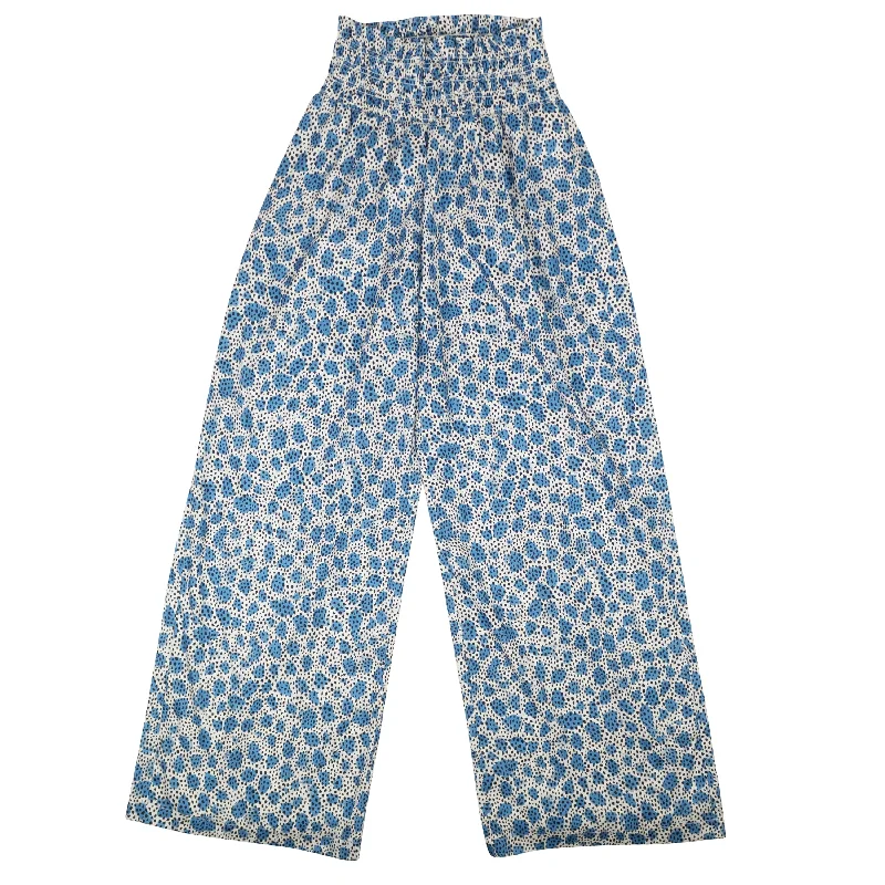 Soft Textures Blue Polyester Leopard Print Pull On Pants