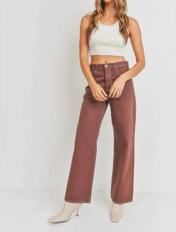 Cozy Apparel Comfortable high-waisted trousers Bp422N - Walnut - Retro Wide Straight Cozy Apparel Comfortable high-waisted trousers Bp422N - Walnut - Retro Wide Straight