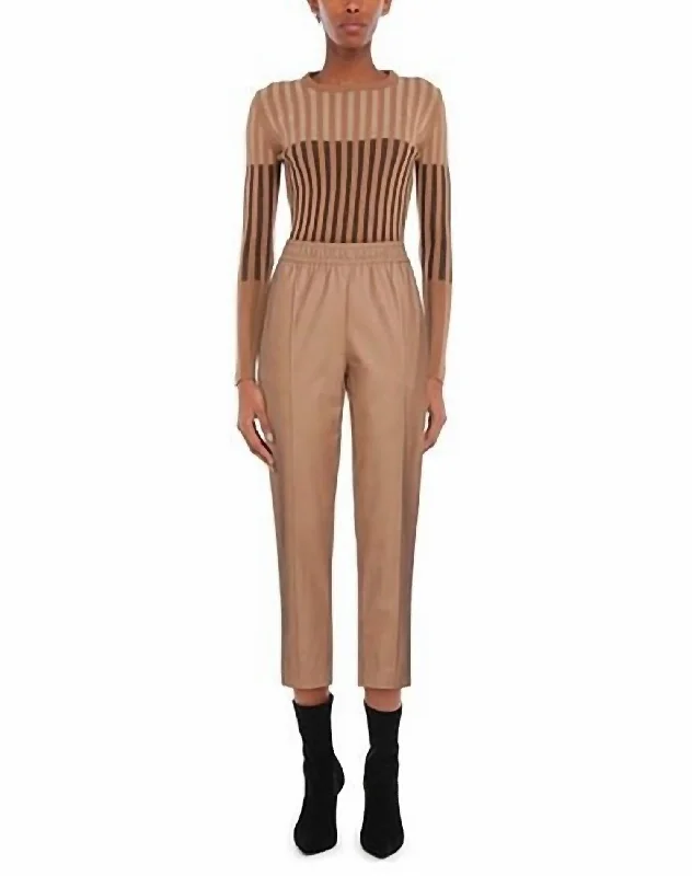 Easygoing Fashion Camel Leather Pant