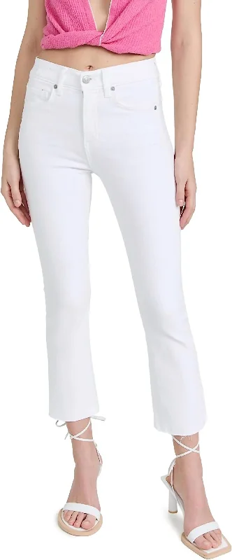 Cozy Dress Slouchy women’s pants Carly Kick Flare Raw Hem Jeans In White