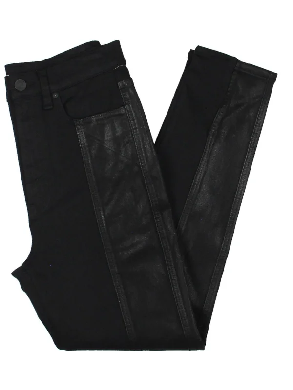 Stylish Ease Casual high-rise pants Centerfold Womens Coated Denim Skinny Jeans