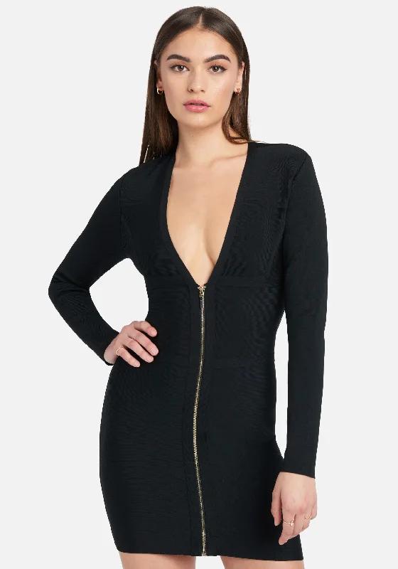 Cozy Apparel Corset Long Sleeve Bandage Dress