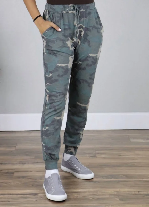 Soft Clothing Draw String Jogger In Camouflage