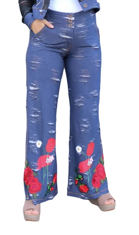 Soft Touch Office women’s trousers Falling For Floral Bottoms In Dark Wash