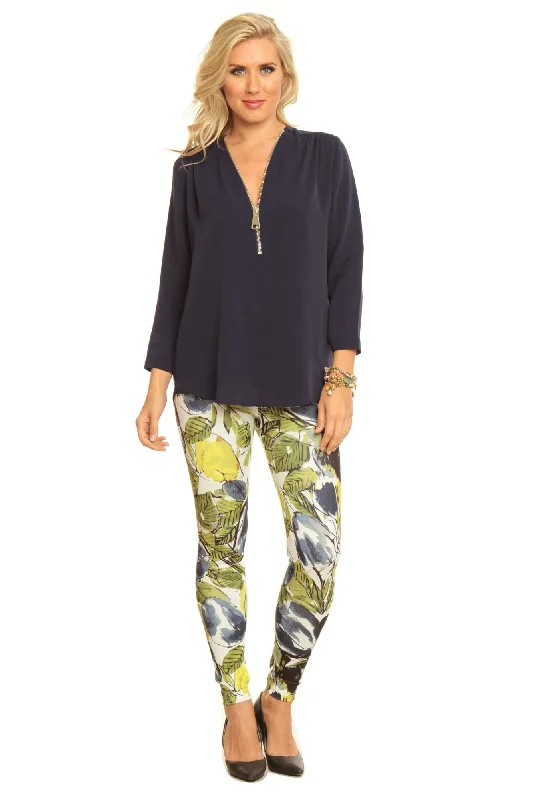 Elegant Fit Faux leather pants Floral Print Legging Lexi LIOR