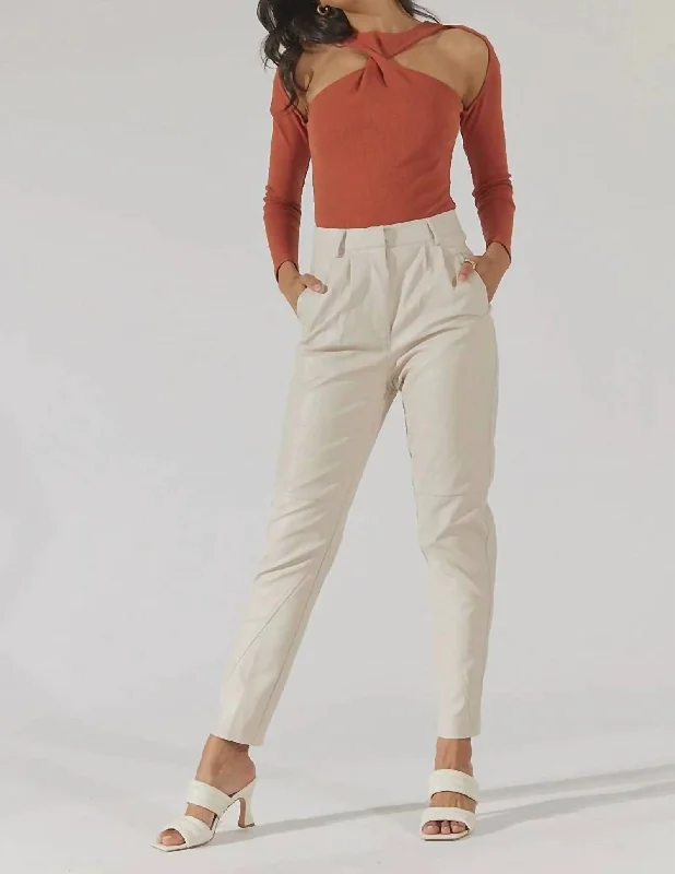 Comfortable Jeans Happening Leather Pant In Bone