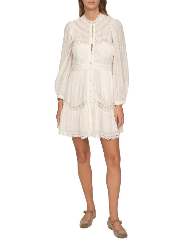 Cozy Vibes Haven Cotton Dobby Pintucked Dress In Cream