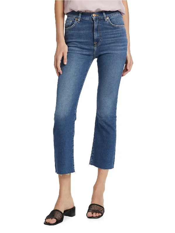 Trendy Casuals Elastic waist pants High-Waisted Slim Kick Jeans In Blue Print