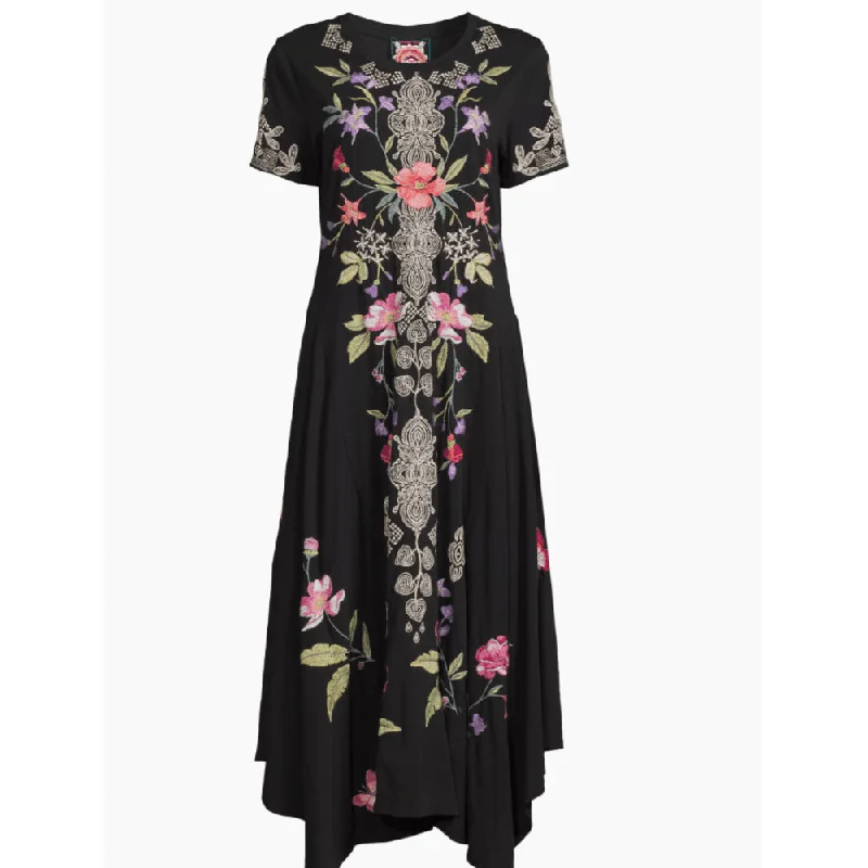 Effortless Outfits Johnny Was Women's Dacie Handkerchief Knit Dress, Black