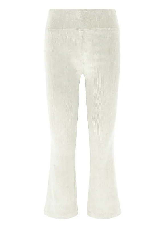 Easygoing Style Leo Fine Corduroy Crop Flare In White